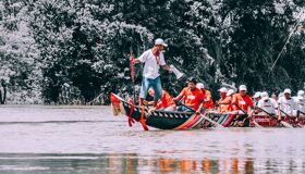 Boat Racing at Water Festital in Cambodia